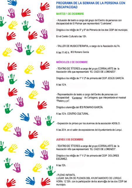 Lorquí conmemora el Día Internacional de la Discapacidad con una semana llena de actividades