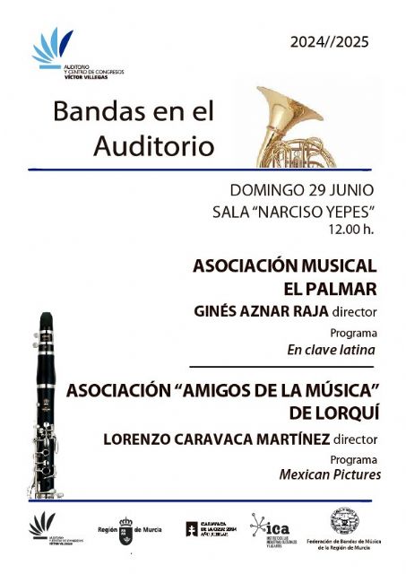 El ciclo de bandas de música del Auditorio regional concluye con las formaciones de Lorquí y El Palmar