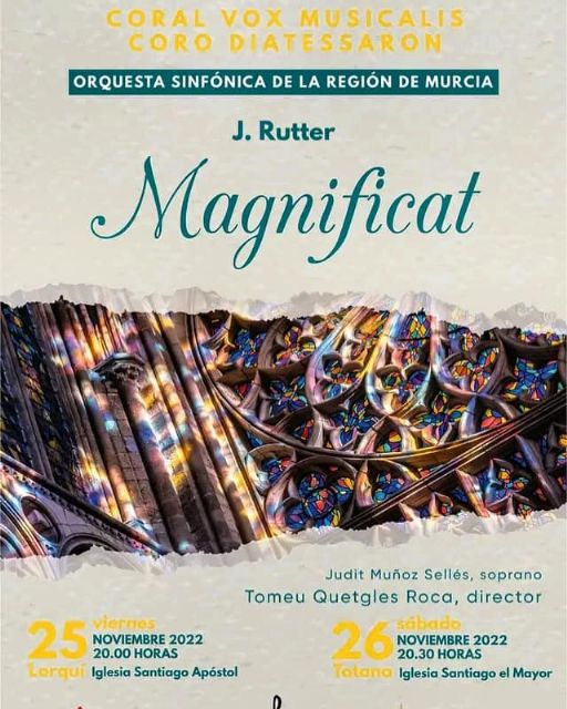 La Orquesta SinfÃ³nica de la RegiÃ³n interpretarÃ¡ en LorquÃ­ y en Totana el Â´MagnitifcatÂ´ de John Rutter